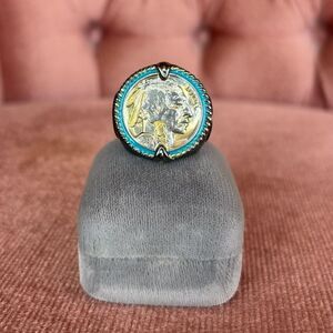 Bradford Exchange Indian Head Nickel Ring 925 Sterling Silver Size 9